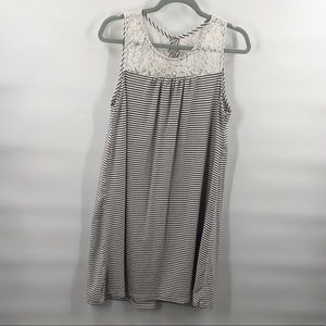 Merona lace striped blue white top Dress XXL